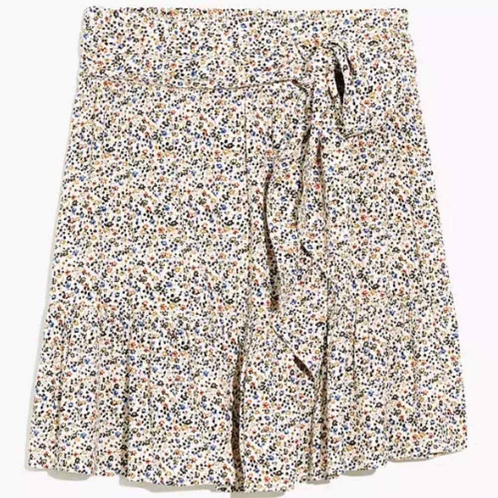 Madewell Tie Waist Tiered Mini Skirt in Fieldwalk Floral